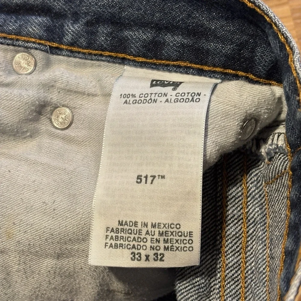 Levi's 517 Bootcut Jeans Mens 33x32 Blue Denim Faded Dark Wash Western Cowboy